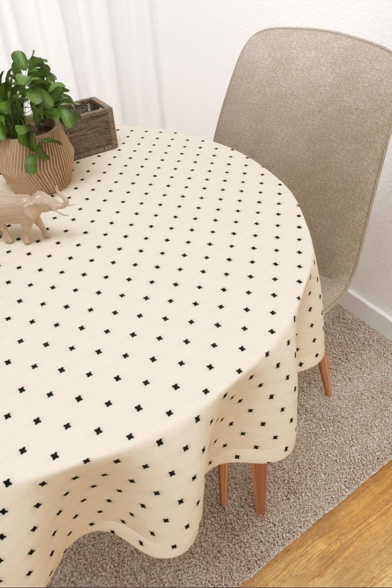 Tischdecke rund in Beige