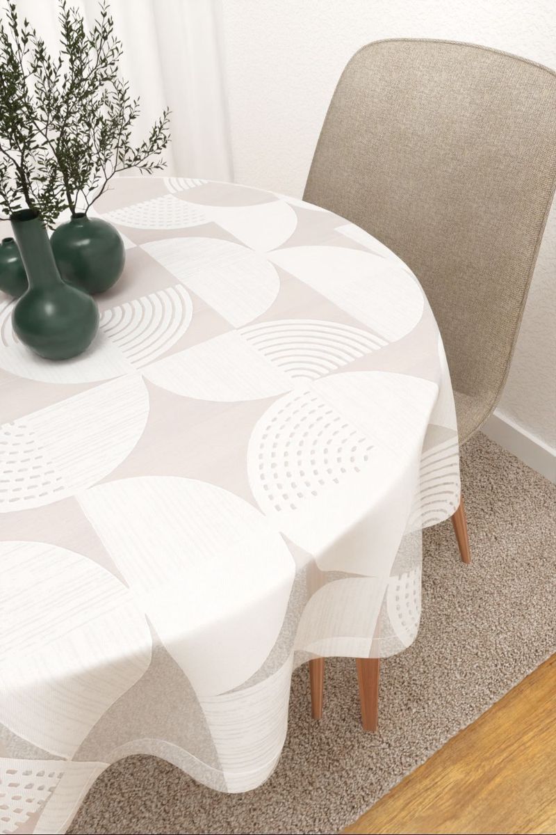Tischdecke rund in Wei