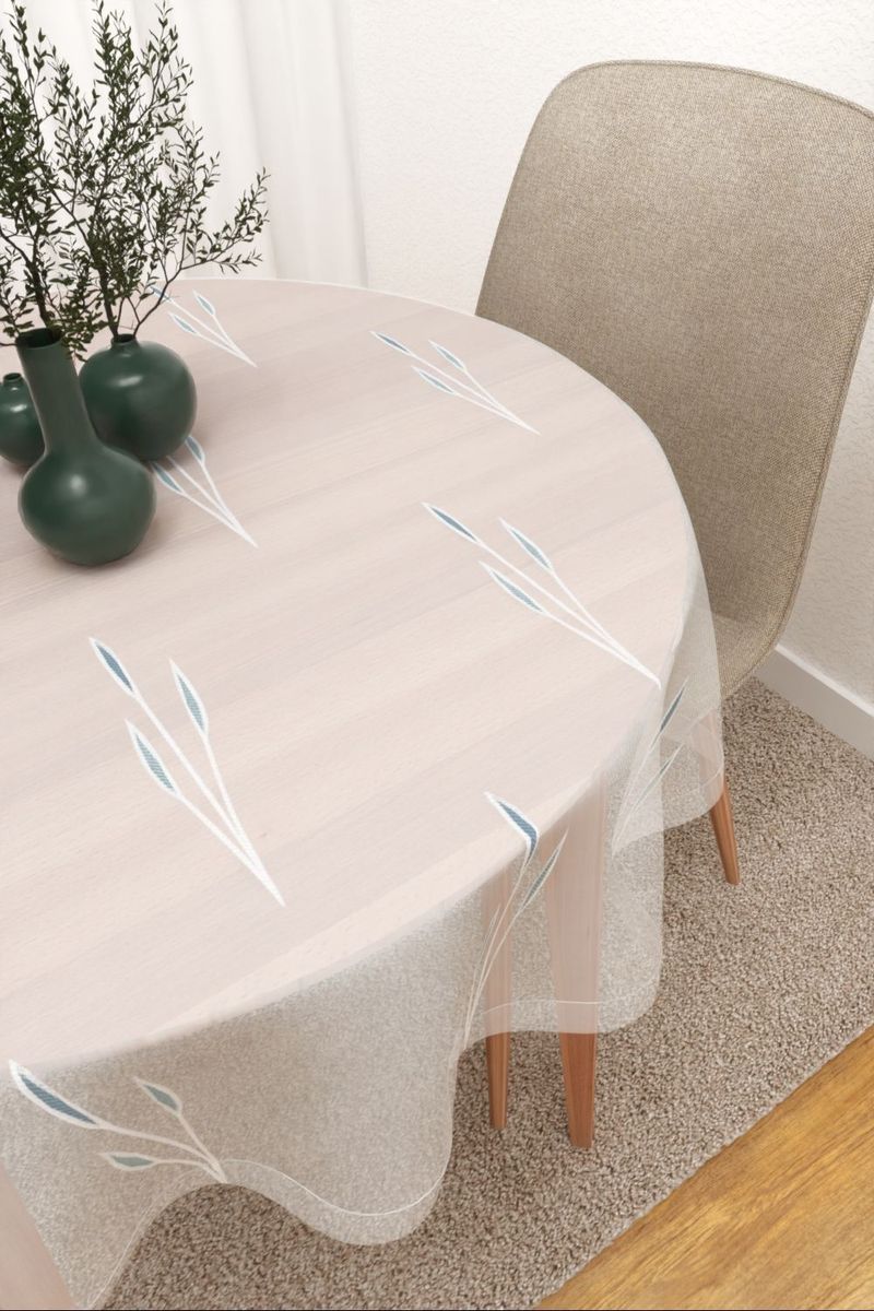 Tischdecke rund in blau