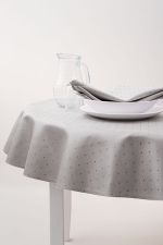 grau Vorschau Punktdesign #2M von Lysel - Runde Damasttischdecke grau