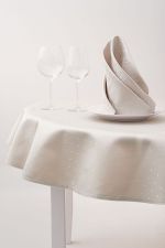 graubeige Vorschau Punktdesign #2M von Lysel - Runde Damasttischdecke graubeige