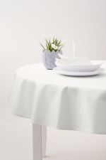weiß Vorschau Punktdesign #2M von Lysel - Runde Damasttischdecke weiß