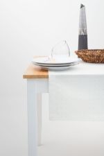 weiß Vorschau Punktdesign #2M von Lysel - Damasttischläufer weiß