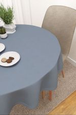 Vorschau Scuro #3J von Lysel - Tischdecke rund in apricot blaugrau